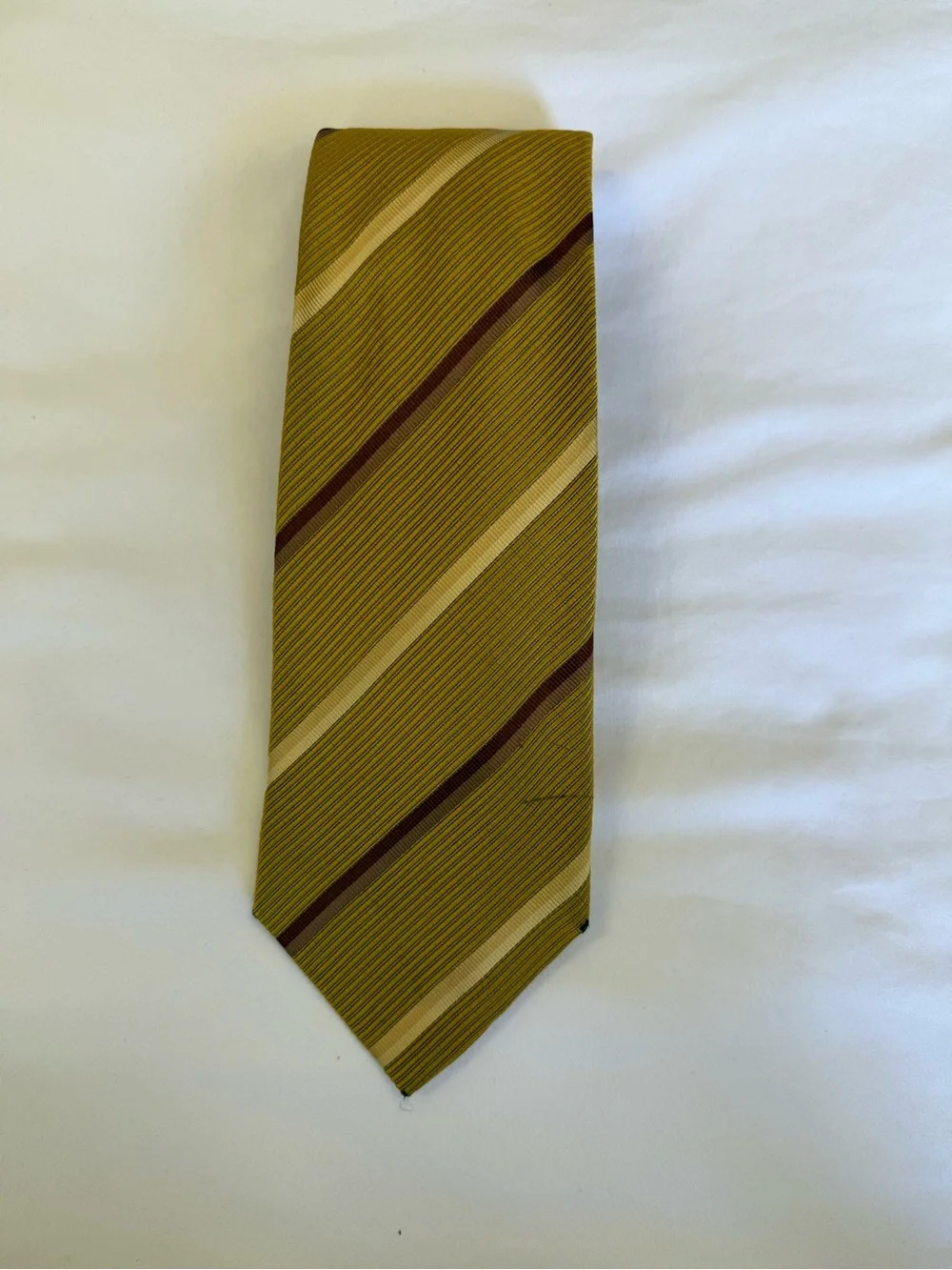Yves Saint Laurent Pair of Striped Silk Ties in Yellow and Navy